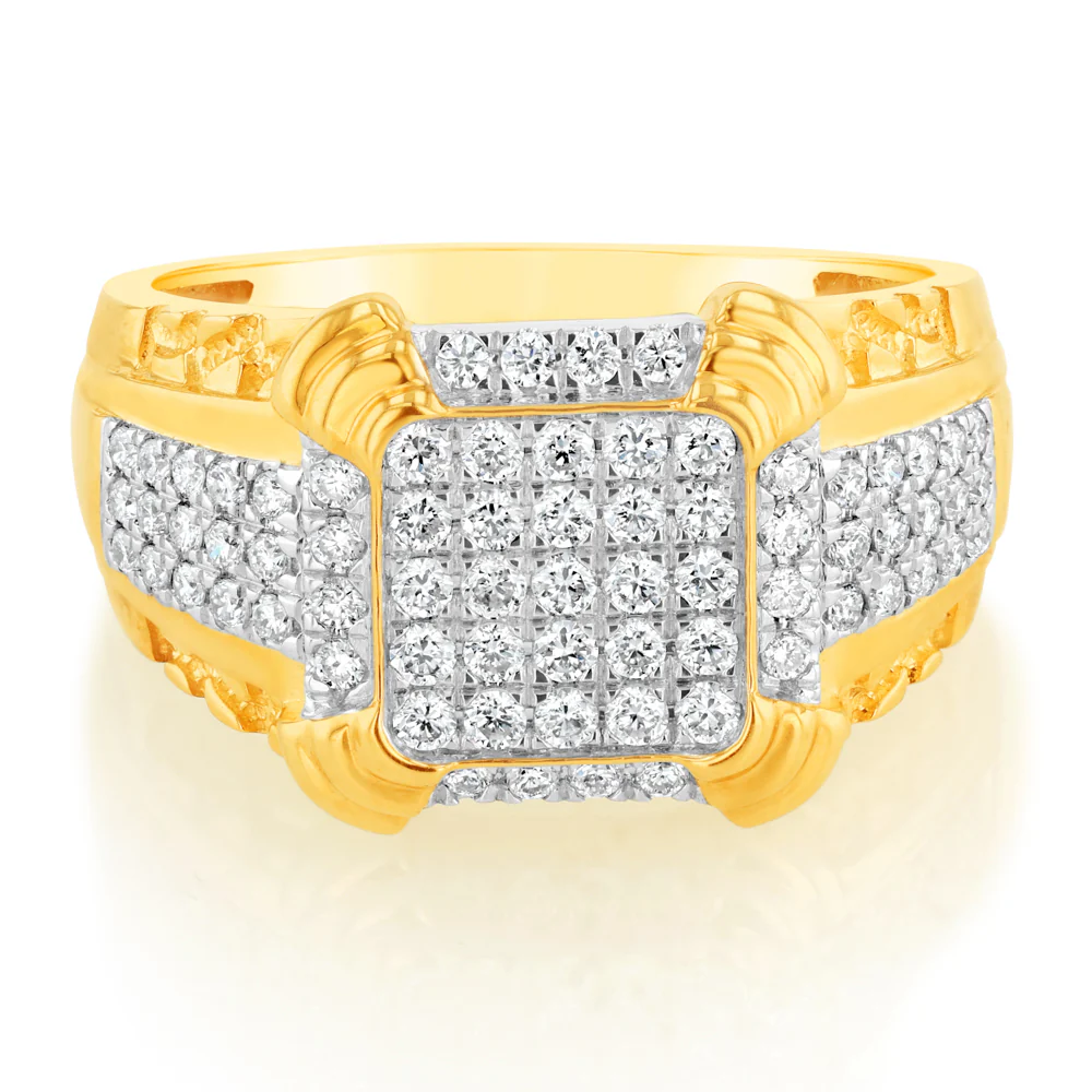 Luminesce Lab Grown 1 Carat Diamond Gents Ring in 9ct Yellow Gold