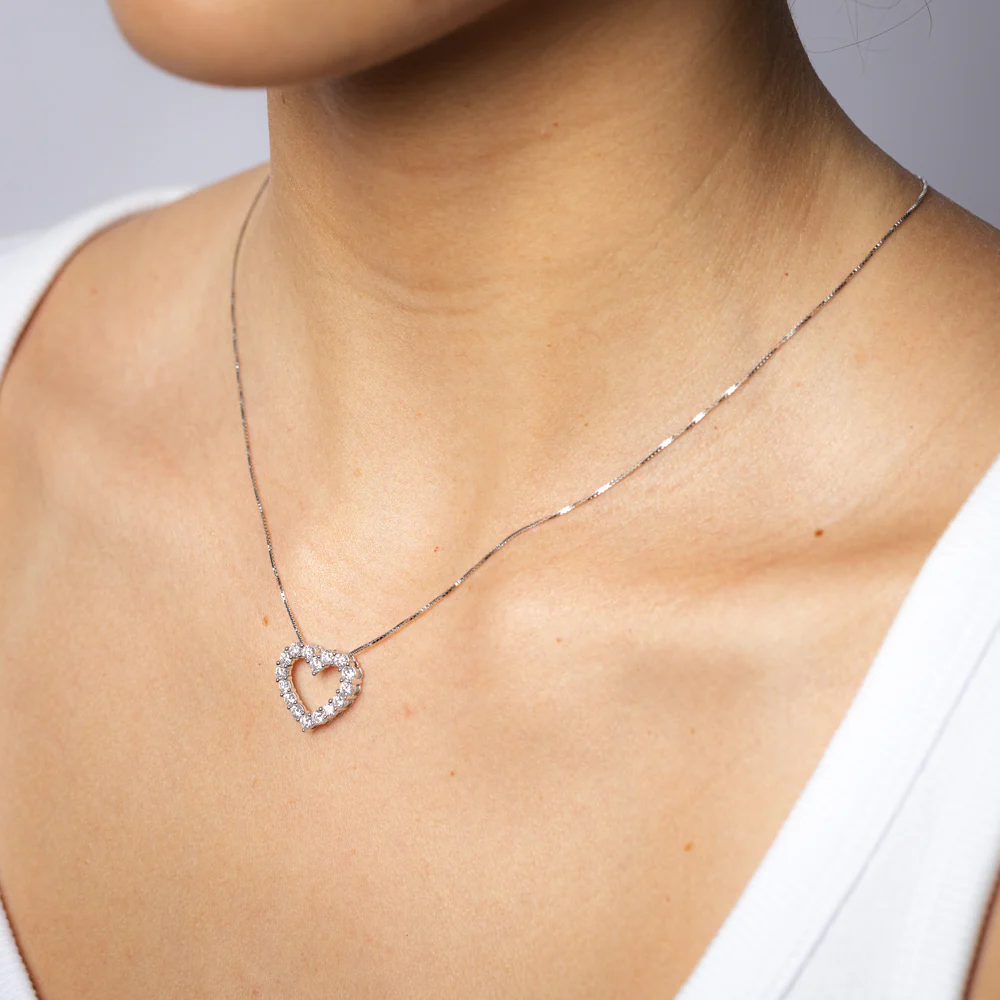 Luminesce Lab Grown 1 Carat Diamond Heart Pendant on 45cm Chain in Sterling Silver - Image 2