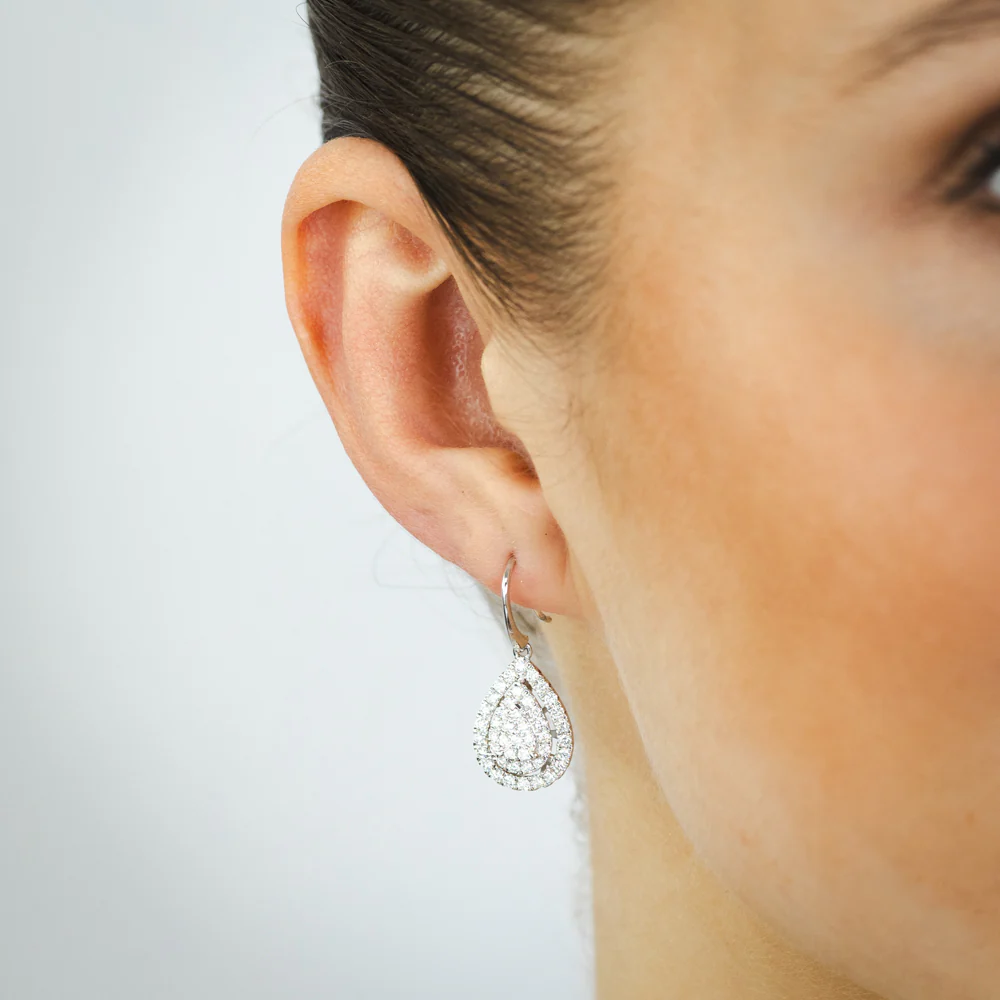 Luminesce Lab Grown 1 Carat Diamond Hook Drop Earrings in 9ct White Gold - Image 2