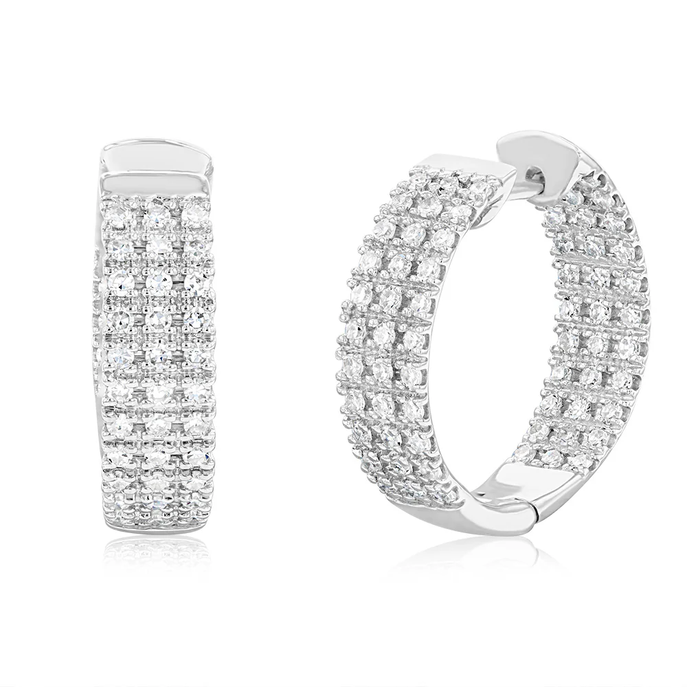 Luminesce Lab Grown 1 Carat Diamond Hoop Earrings in 9ct White Gold