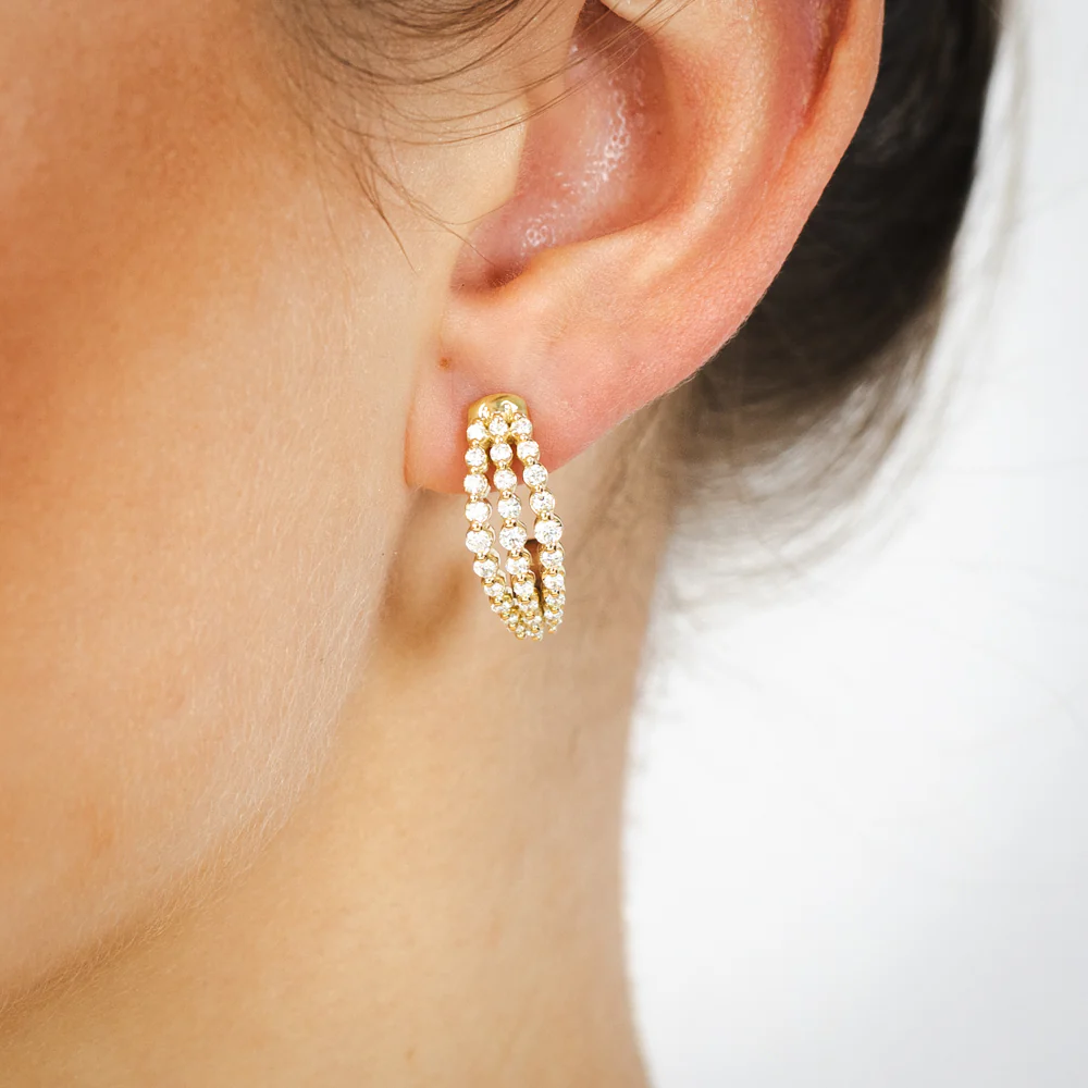 Luminesce Lab Grown 1 Carat Diamond Hoop Earrings in 9ct Yellow Gold - Image 2