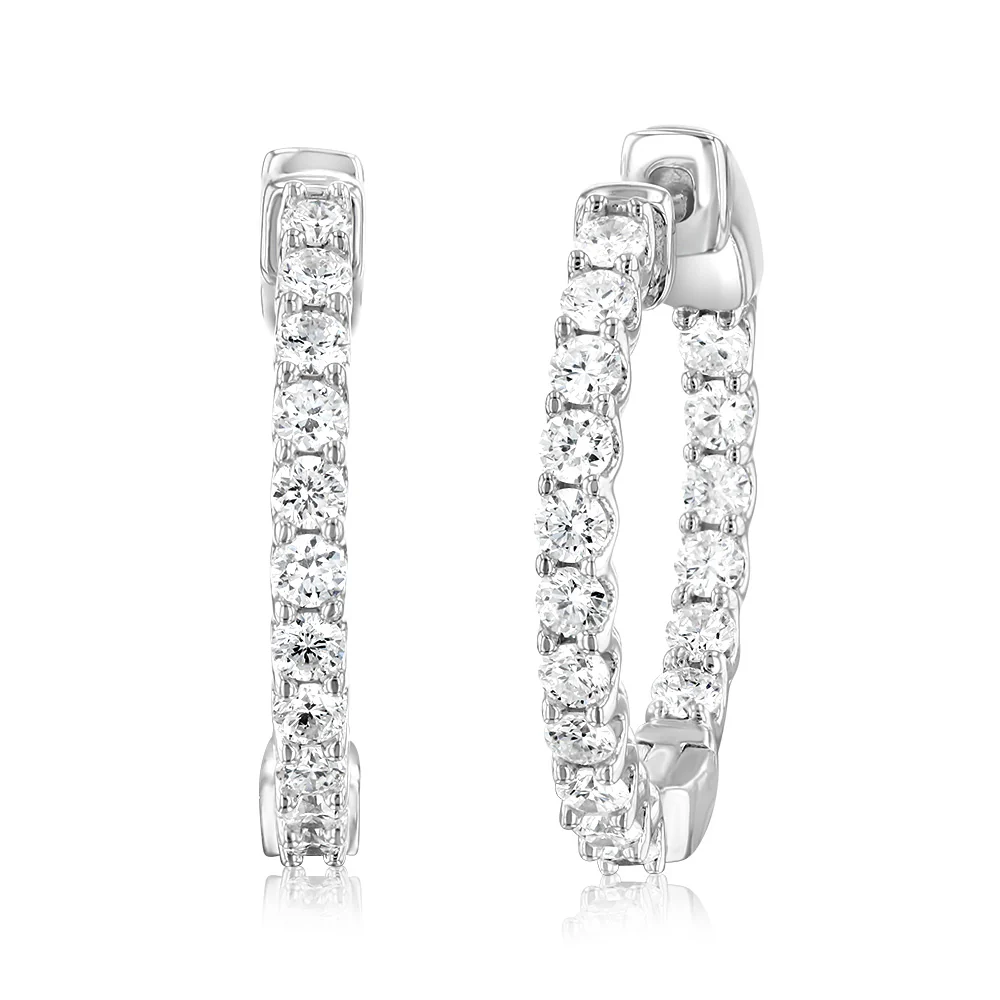 Luminesce Lab Grown 1 Carat Diamond Hoop Earrings Sterling Silver
