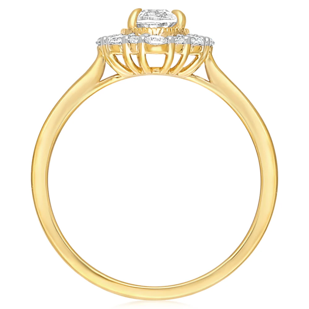 Luminesce Lab Grown 1 Carat Diamond Oval Halo Ring in 9ct Yellow Gold - Image 3