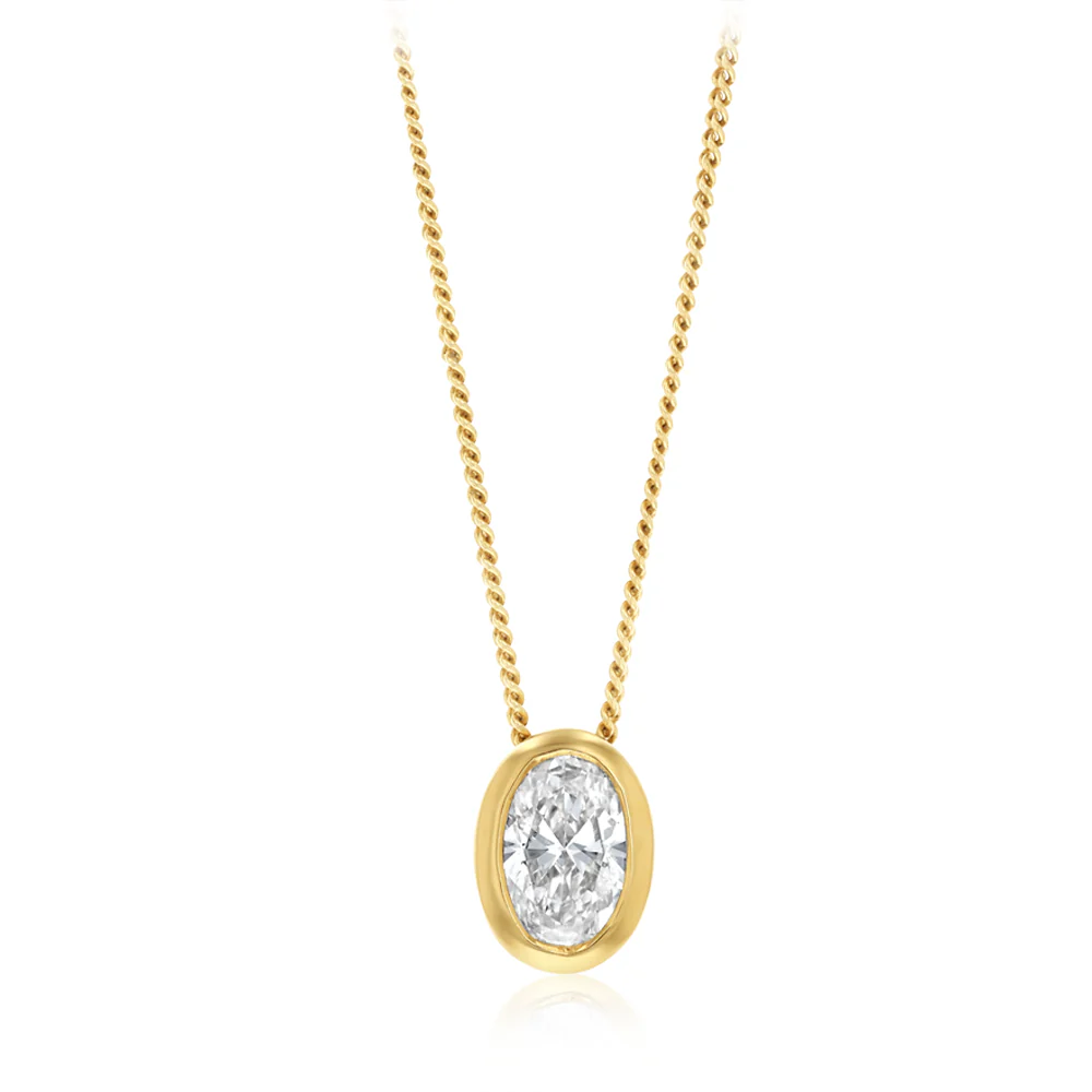 Luminesce Lab Grown 1 Carat Diamond Oval Solitaire Bezel in 9ct Yellow Gold