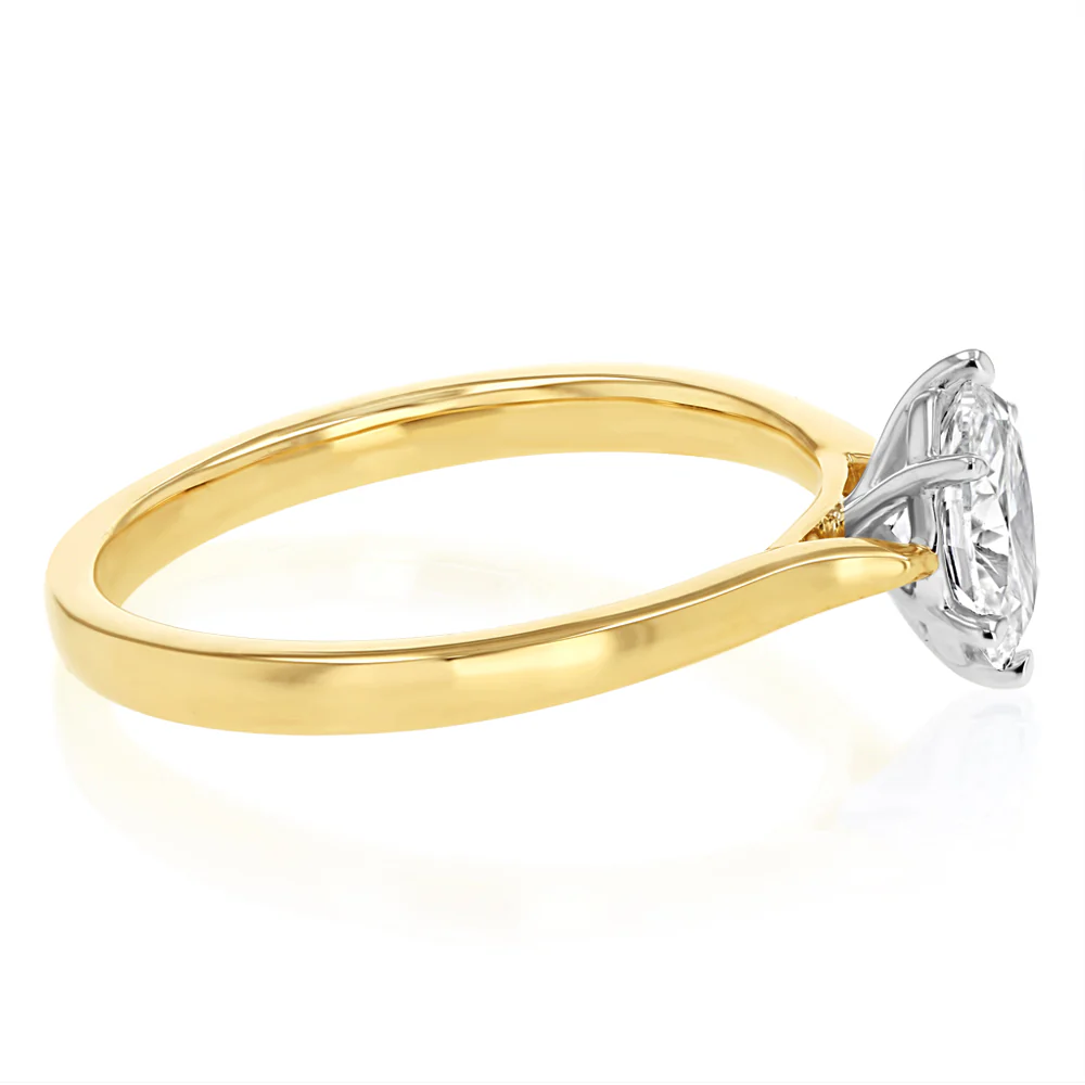 Luminesce Lab Grown 1 Carat Diamond Oval Solitaire Ring in 9ct Yellow Gold - Image 2