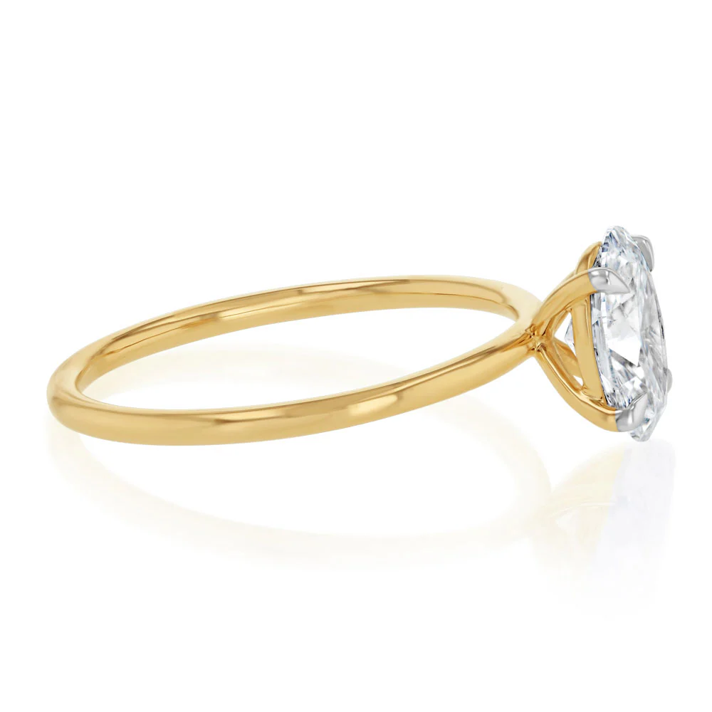 Luminesce Lab Grown 1 Carat Diamond Oval Solitaire Ring in 9ct Yellow Gold - Image 2