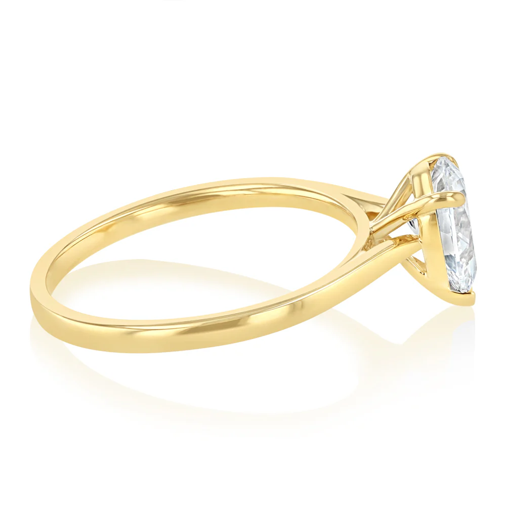Luminesce Lab Grown 1 Carat Diamond Pear Ring in 9ct Yellow Gold - Image 2