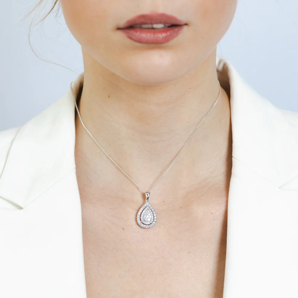 Luminesce Lab Grown 1 Carat Diamond Pear Shaped Pendant in 9ct White Gold - Image 2