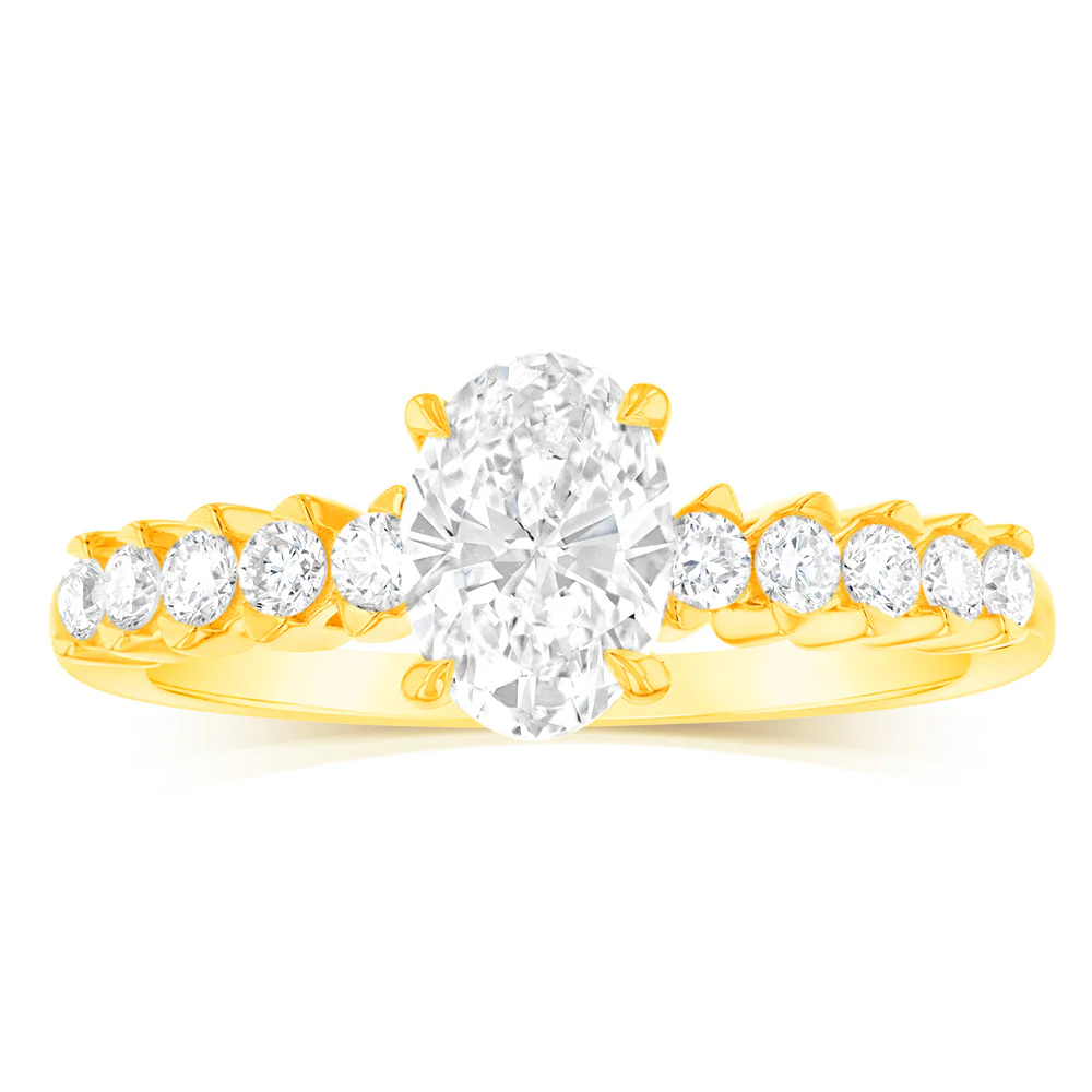 Luminesce Lab Grown 1 Carat Diamond Solitaire Fancy Ring in 9ct Yellow Gold