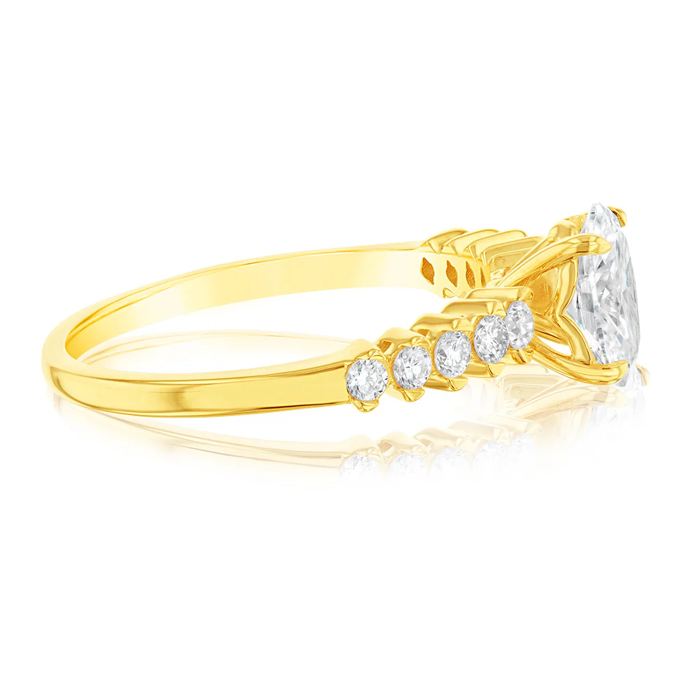 Luminesce Lab Grown 1 Carat Diamond Solitaire Fancy Ring in 9ct Yellow Gold - Image 2