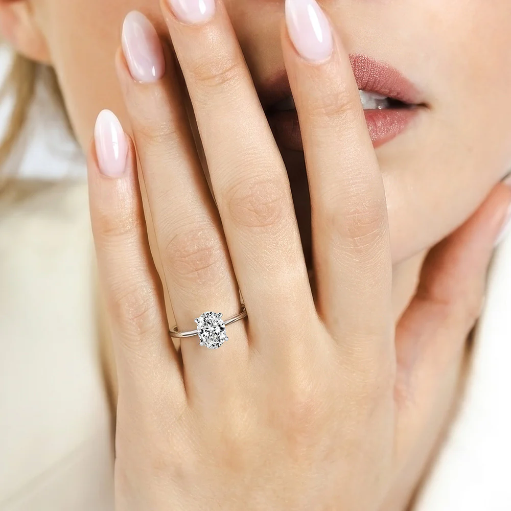 Luminesce Lab Grown 1 Carat Diamond Solitaire Oval Ring in Sterling Silver - Image 4