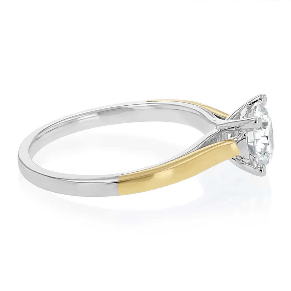 Luminesce Lab Grown 1 Carat Diamond Solitaire Ring in 9ct Yellow Gold and Sterling Silver - Image 2