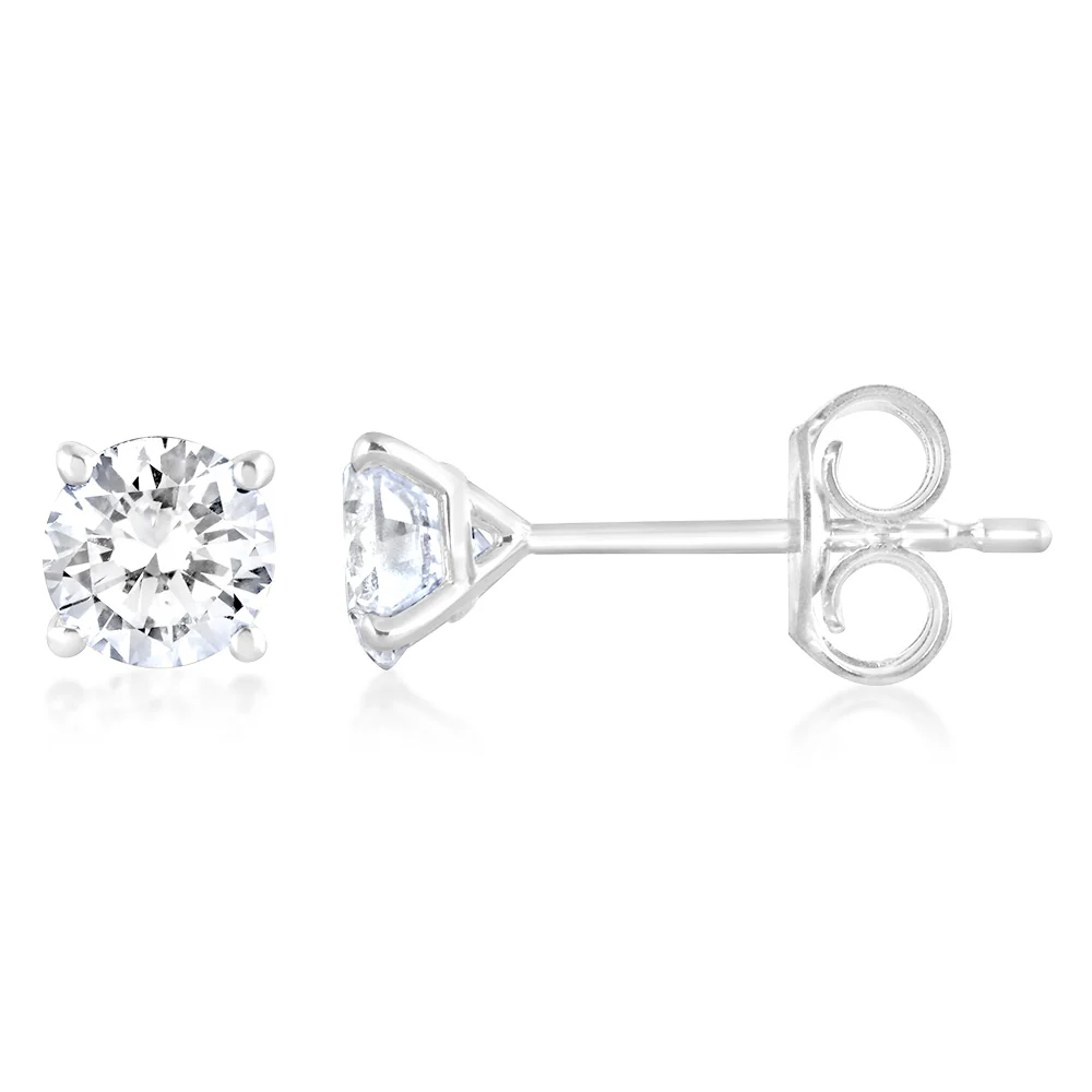 Luminesce Lab Grown 1 Carat Diamond Stud Earrings in 9ct White Gold