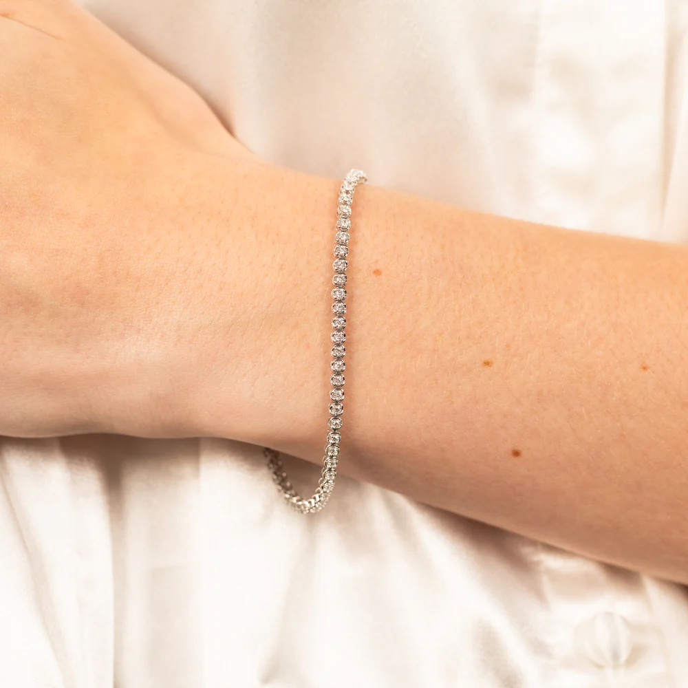 Luminesce Lab Grown 1 Carat Diamond Tennis Bracelet in Sterling Silver - Image 3