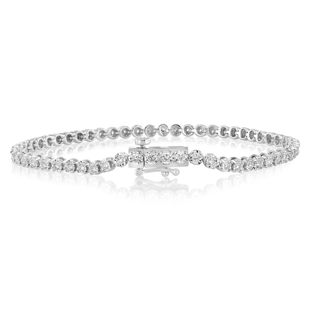 Luminesce Lab Grown 1 Carat Diamond Tennis Bracelet in Sterling Silver - Image 3