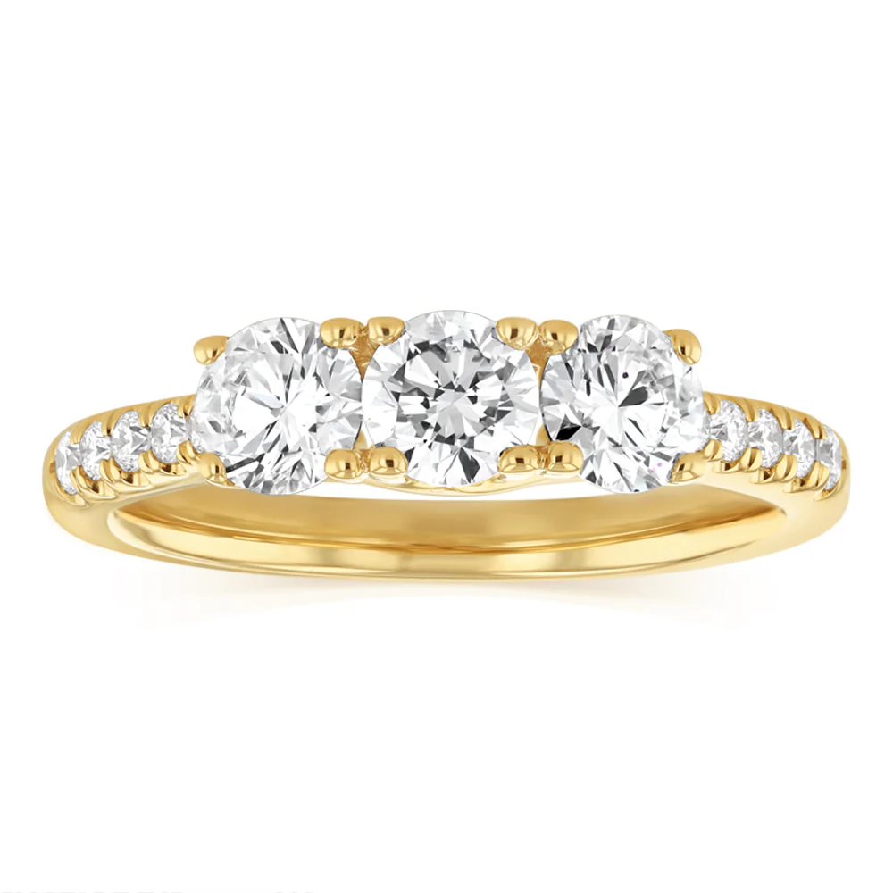 Luminesce Lab Grown 1 Carat Diamond Trilogy Channel Ring in 9ct Yellow Gold