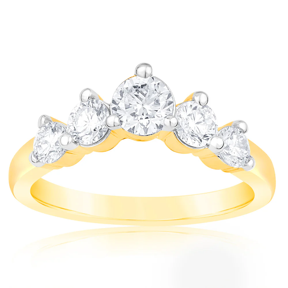 Luminesce Lab Grown 1 Carat Eternity Curve Diamond Ring in 18ct Yellow Gold