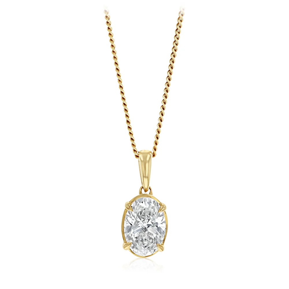 Luminesce Lab Grown 1 Carat Oval Diamond Solitaire Pendant in 9ct Yellow Gold