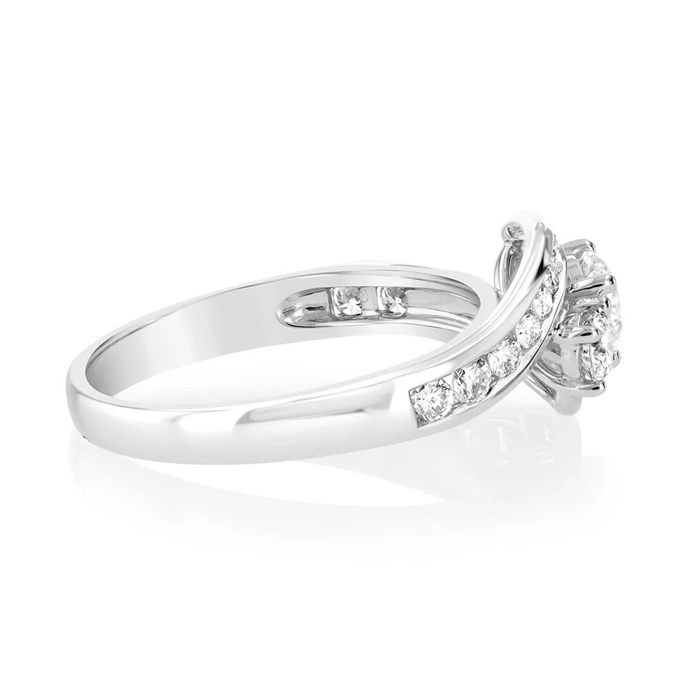 Luminesce Lab Grown 1 Carat Solitaire Diamond Ring with Channel Set Side Diamonds in 9ct White Gold - Image 2