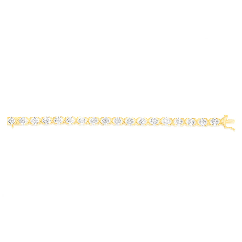 Luminesce Lab Grown 1 Carat Tennis Diamond Bracelet in Gold Plated Silver 17.5CM - Image 2
