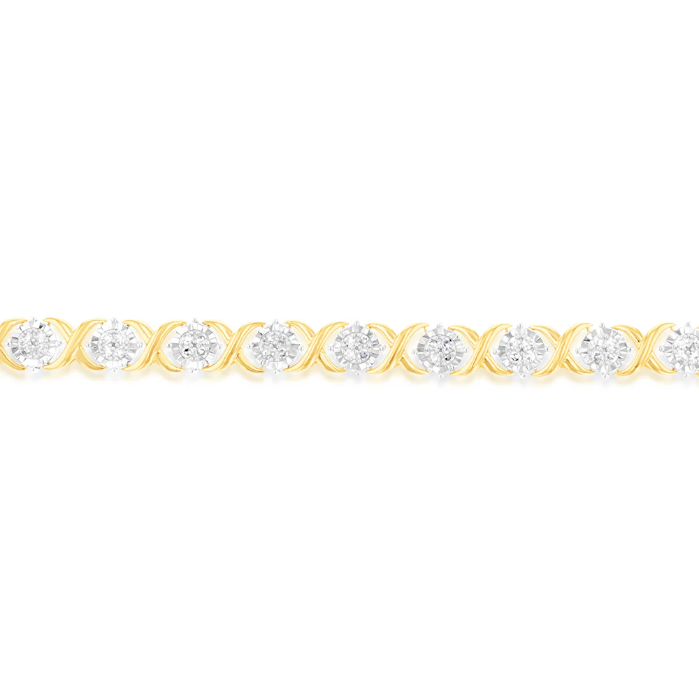 Luminesce Lab Grown 1 Carat Tennis Diamond Bracelet in Gold Plated Silver 17.5CM - Image 3