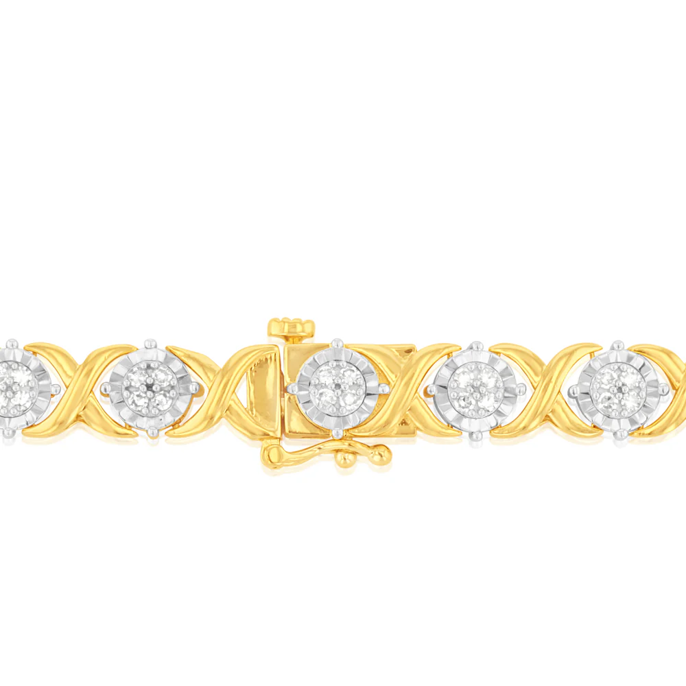 Luminesce Lab Grown 1 Carat Tennis Diamond Bracelet in Gold Plated Silver 17.5CM - Image 4