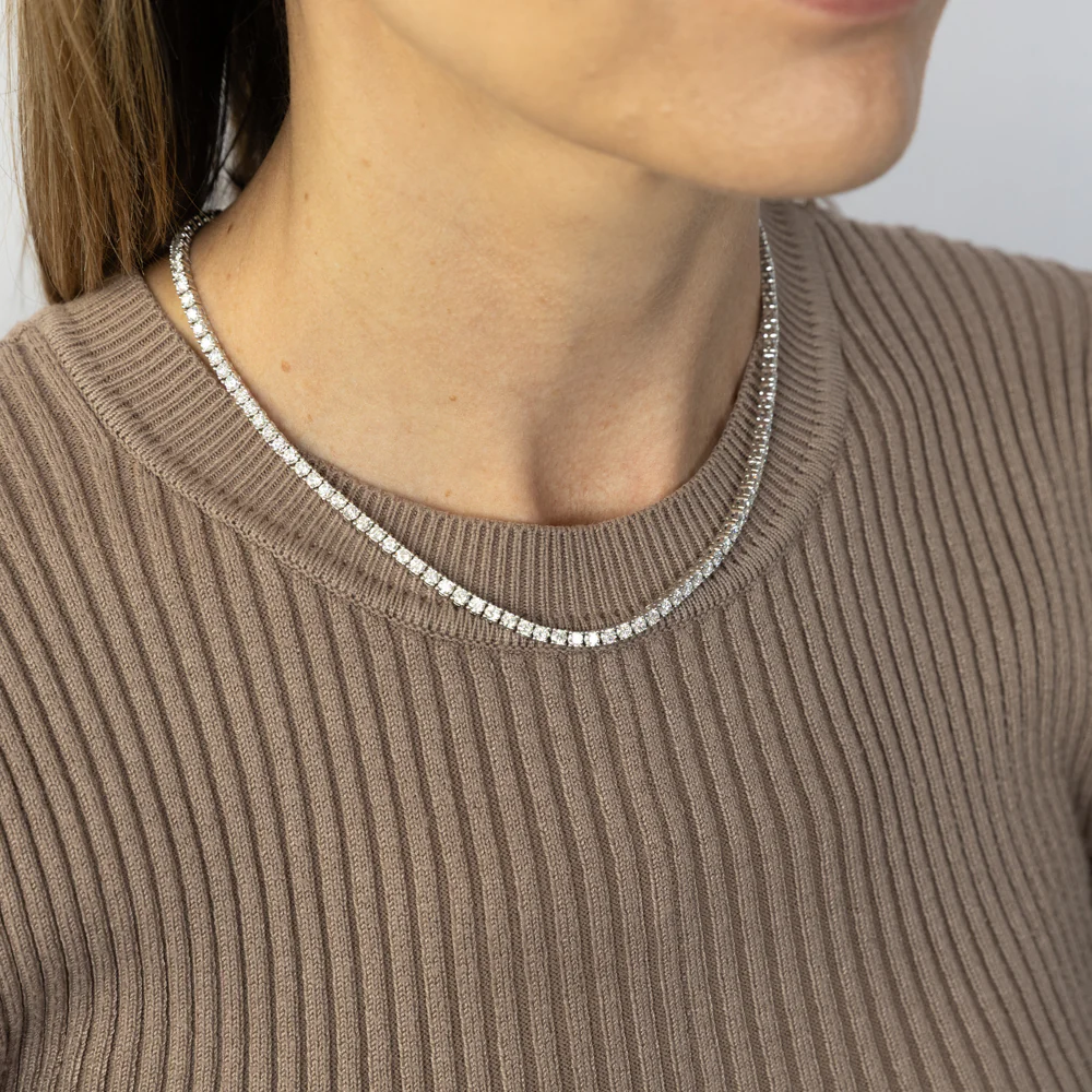 Luminesce Lab Grown 10 Carat Adjustable Tennis Necklace in Sterling Silver - Image 3