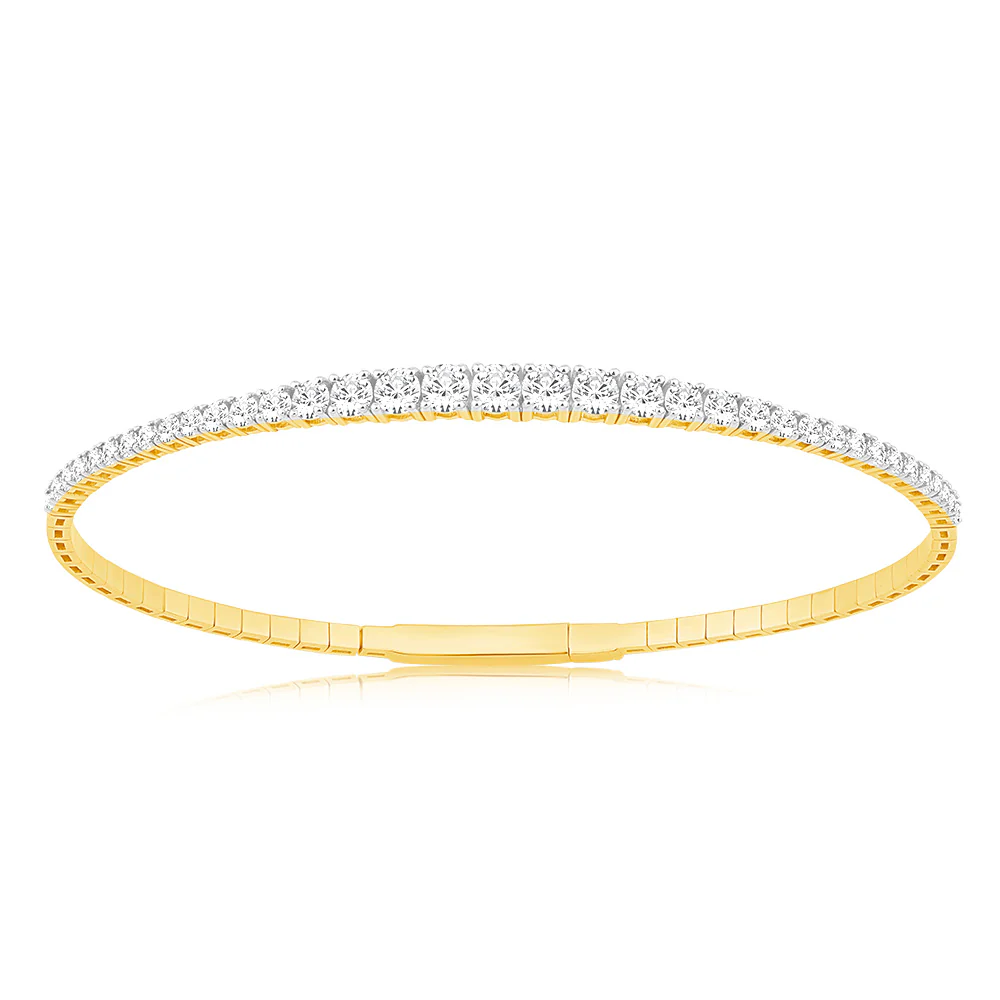 Luminesce Lab Grown 10ct Yellow Gold Bangle in 1.55 Carat Diamond