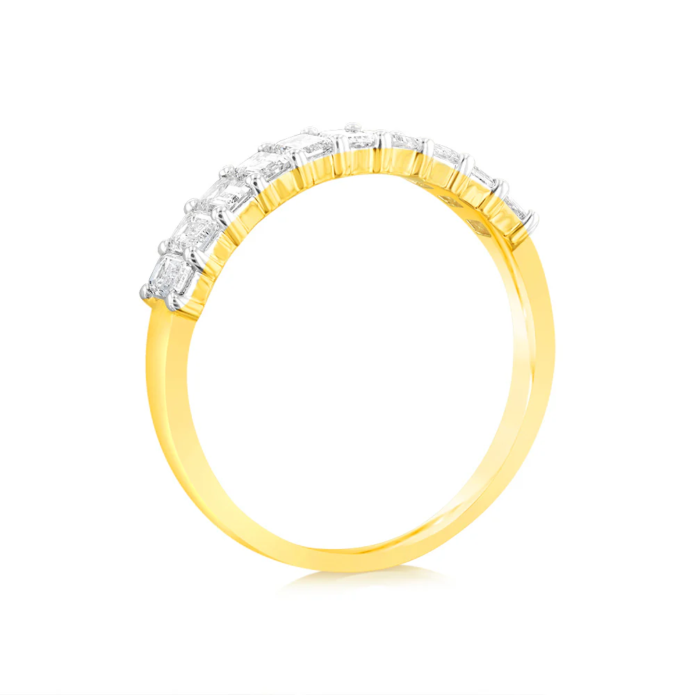 Luminesce Lab Grown 10ct Yellow Gold Eternity Emerald Cut Shaped Ring in 1 Carat Diamond - Image 3
