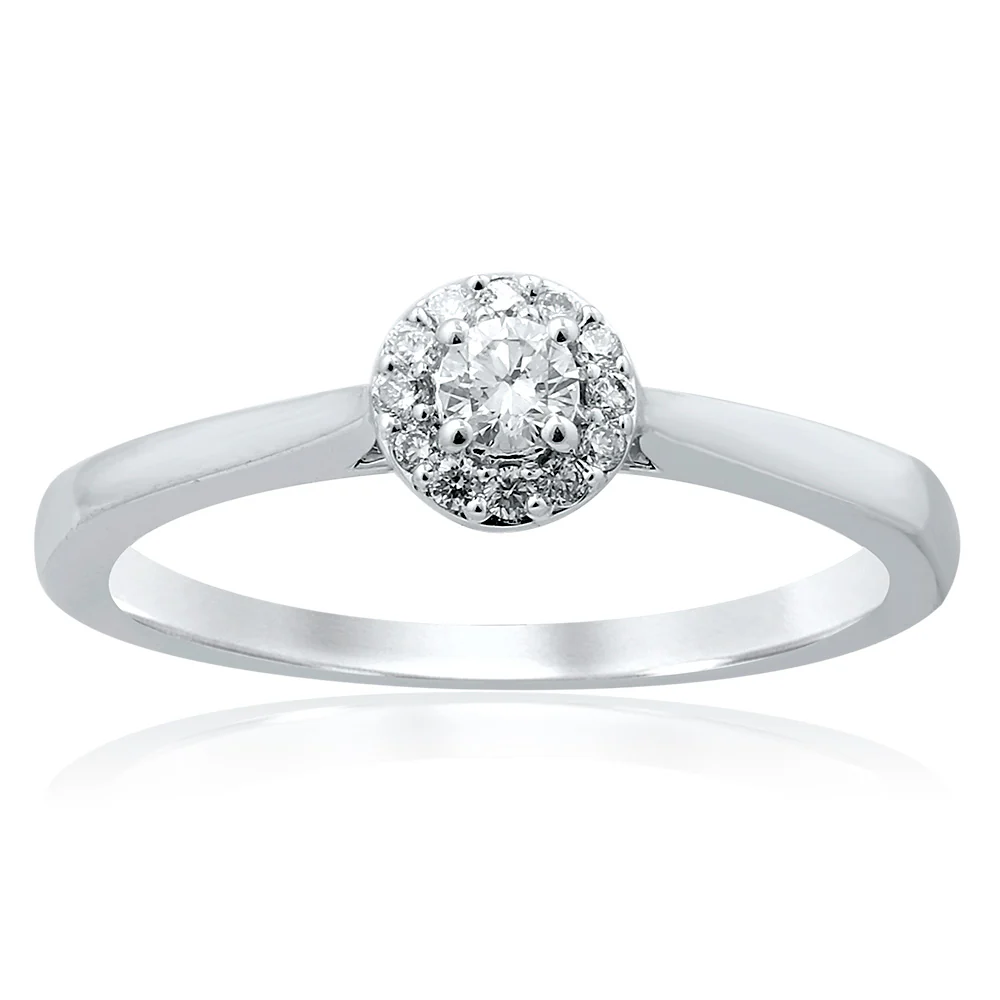 Luminesce Lab Grown 18ct White Gold 0.15 Carat Diamond Halo Ring