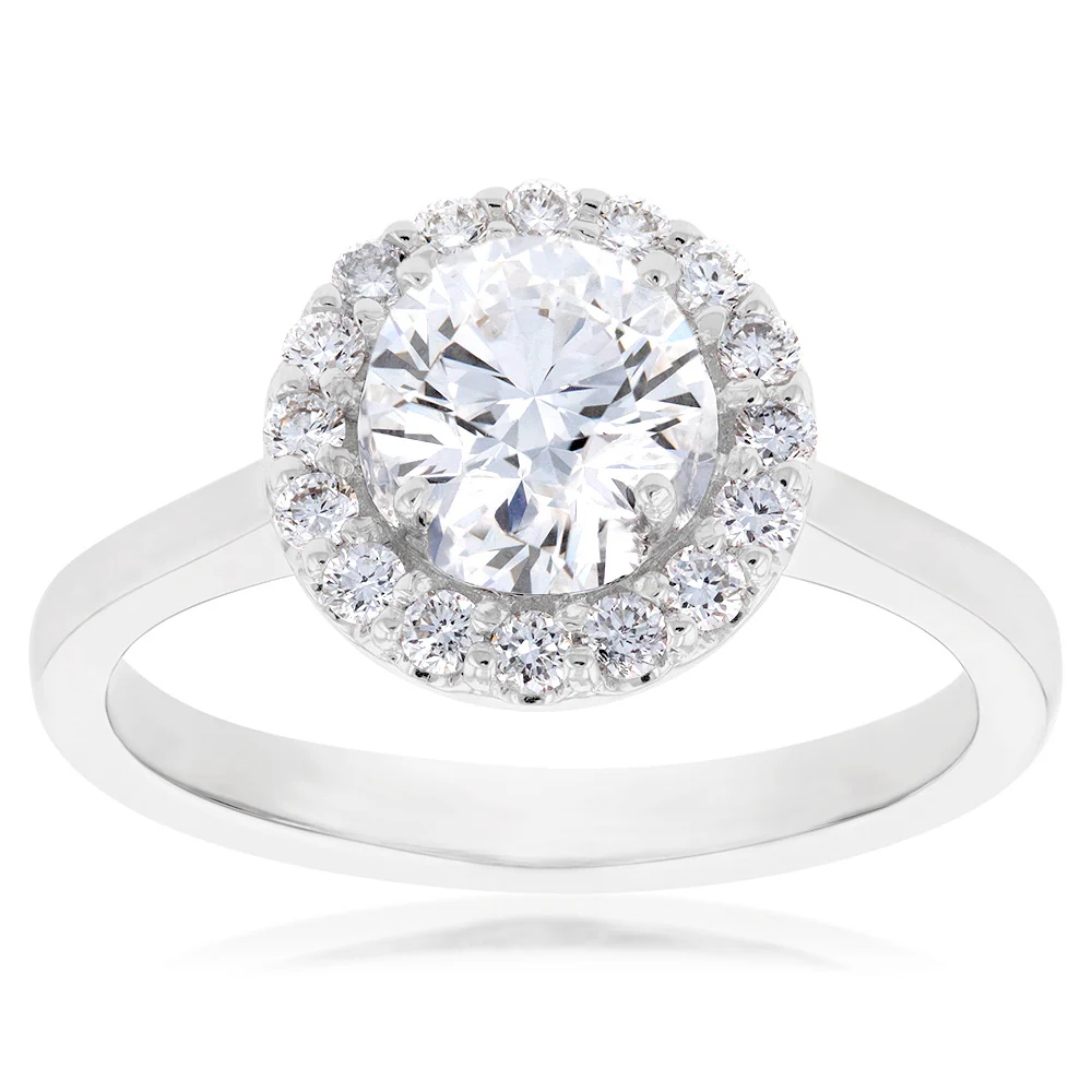 Luminesce Lab Grown 18ct White Gold 1.3 Carat Diamond Halo Ring