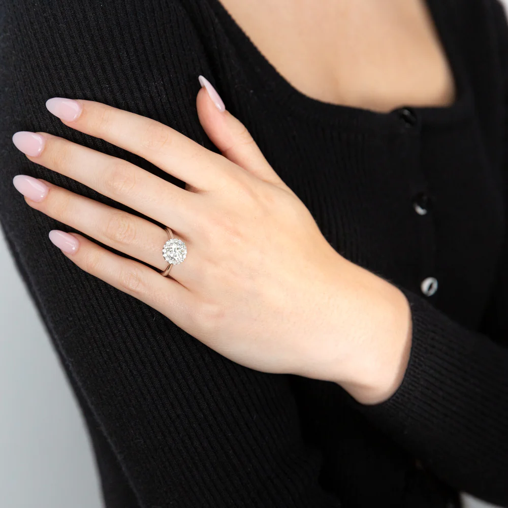 Luminesce Lab Grown 18ct White Gold 1.3 Carat Diamond Halo Ring - Image 3