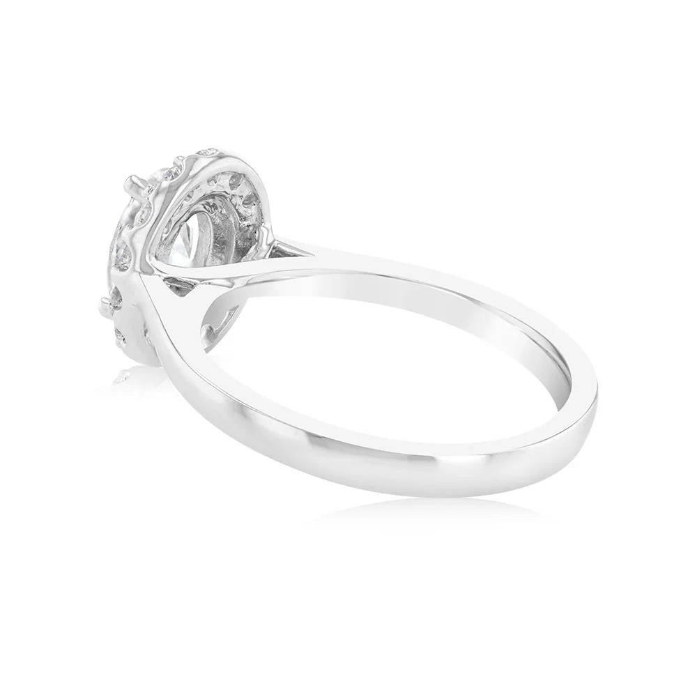Luminesce Lab Grown 18ct White Gold 1.3 Carat Diamond Oval Halo Ring - Image 4