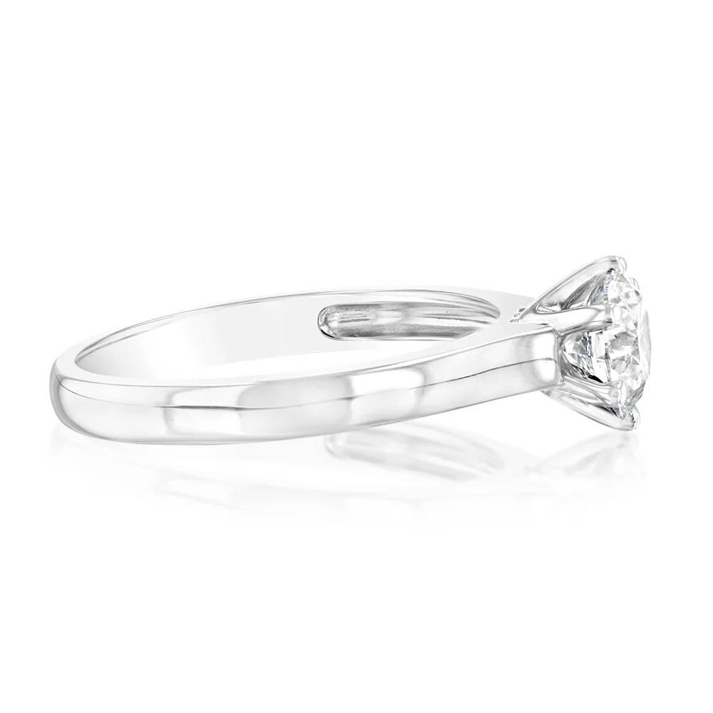 Luminesce Lab Grown 18ct White Gold 1 Carat Certified Diamond Solitaire Ring - Image 2