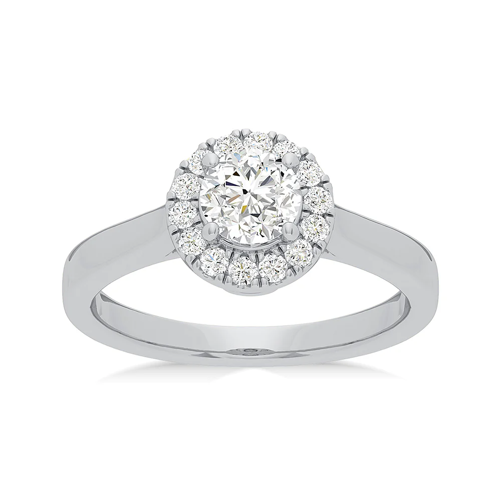 Luminesce Lab Grown 18ct White Gold 1 Carat Diamond Halo Ring
