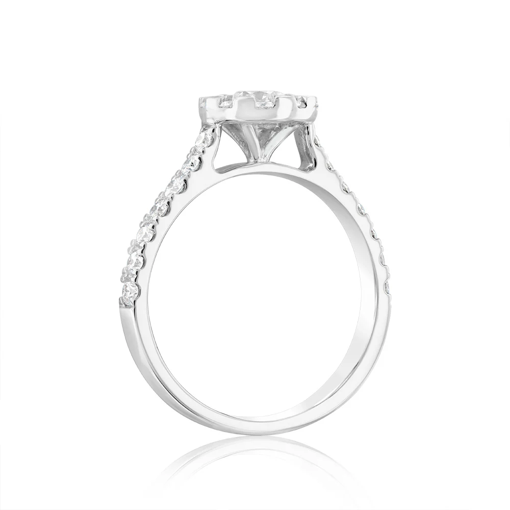 Luminesce Lab Grown 18ct White Gold 1 Carat Solitaire Fancy Diamond Ring - Image 3
