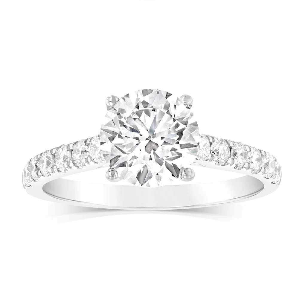 Luminesce Lab Grown 18ct White Gold 2.5 Carat TW 2 Carat Certified Diamond Ring