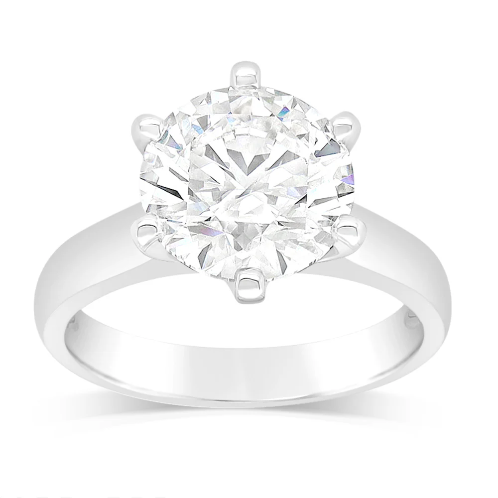 Luminesce Lab Grown 18ct White Gold 3 Carat Certified Diamond Solitaire Ring