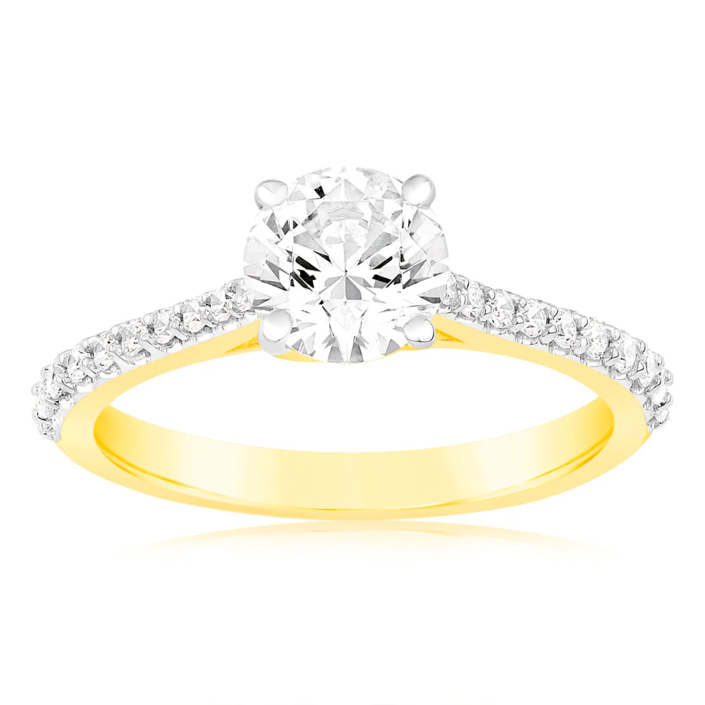 Luminesce Lab Grown 18ct Yellow Gold 1.20 Carat TW 1 Carat Certified Diamond Engagement Ring