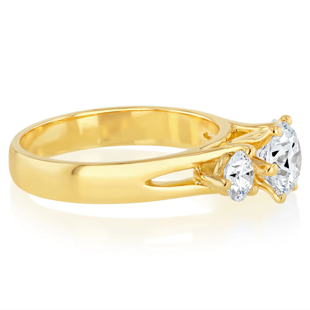 Luminesce Lab Grown 18ct Yellow Gold 1.8 Carat Diamond Trilogy Ring - Image 2