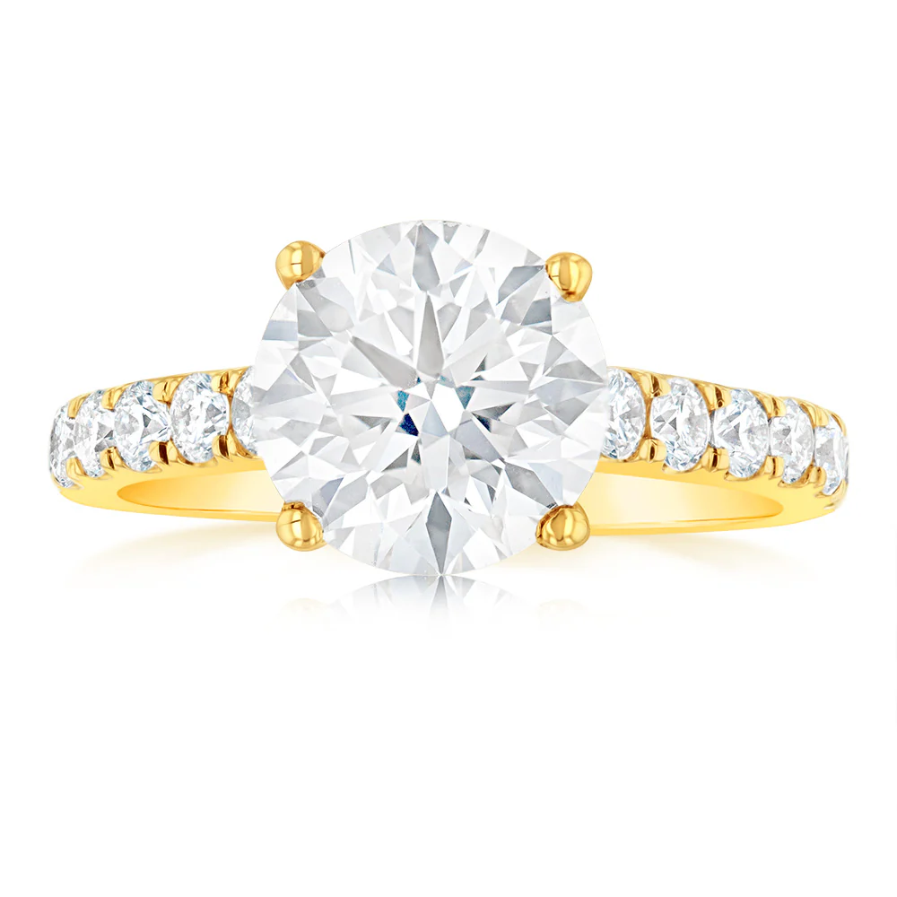 Luminesce Lab Grown 18ct Yellow Gold 2.5 Carat TW 2 Carat Certified Diamond Ring