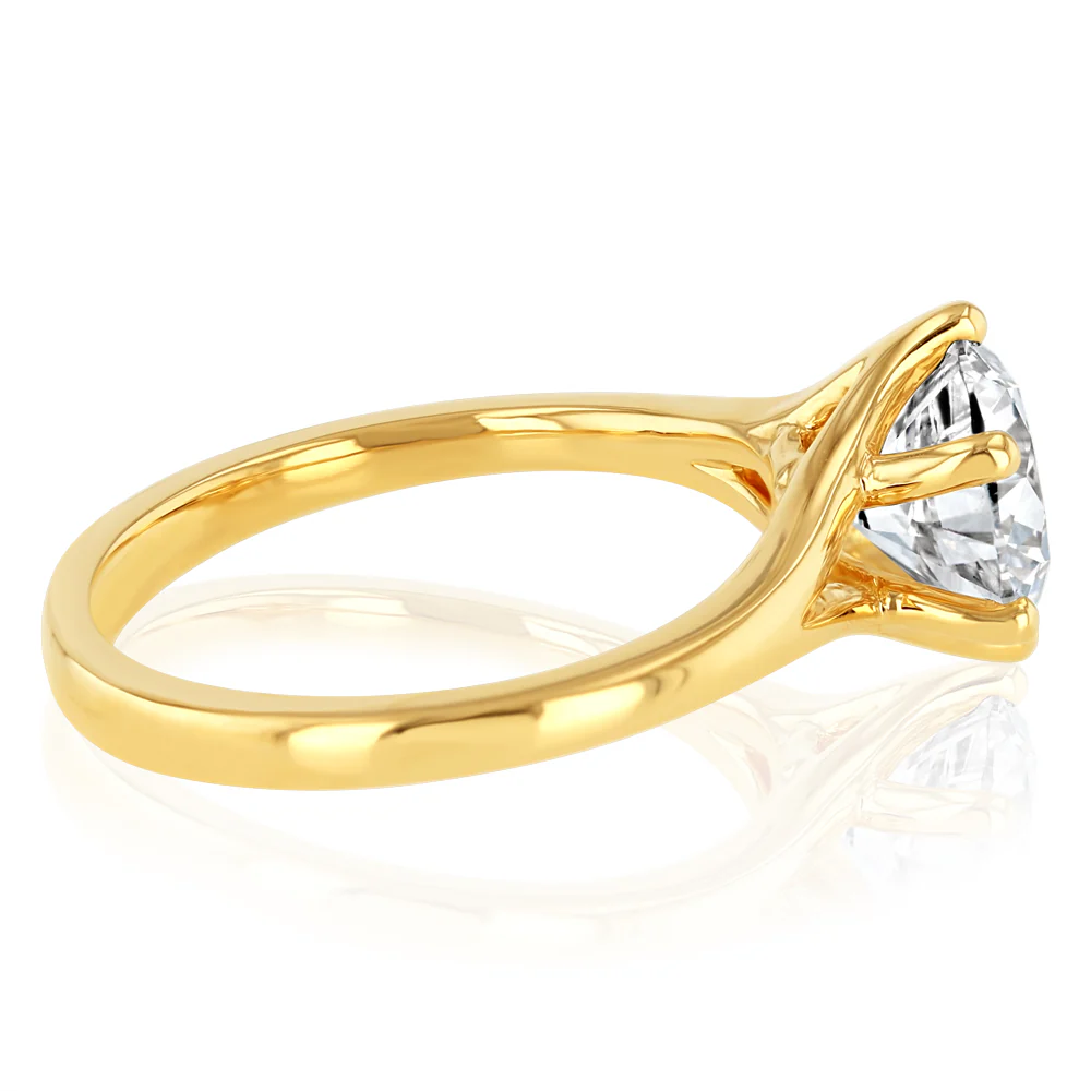 Luminesce Lab Grown 18ct Yellow Gold 2 Carat Diamond Ring - Image 2