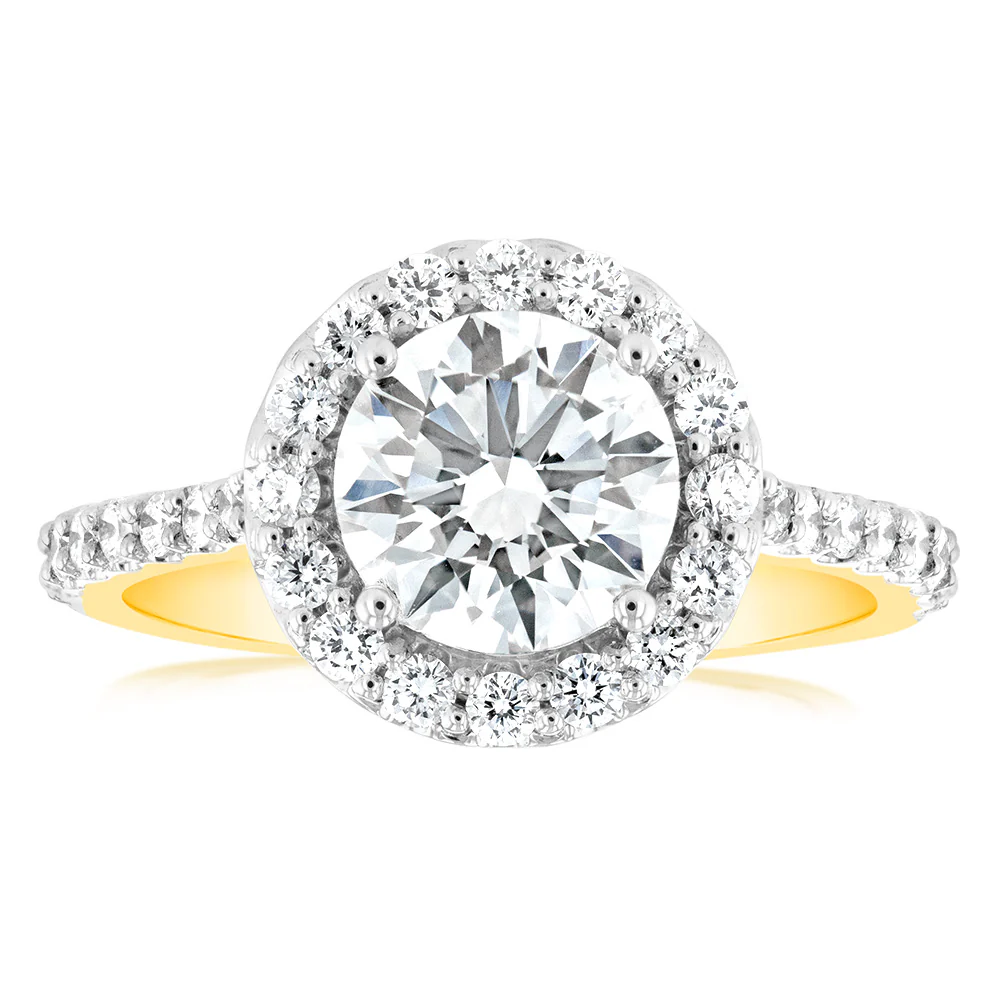 Luminesce Lab Grown 18ct Yellow Gold 2 Carat TW 1.5 Carat Certified Diamond Ring