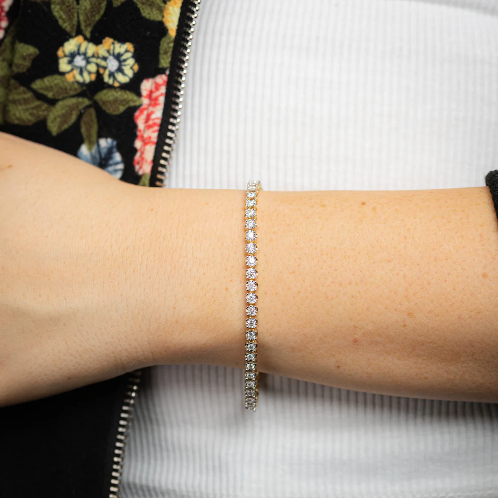 Luminesce Lab Grown 2.00 Carat Diamond Tennis Bracelet in Gold Plated Silver - Image 3