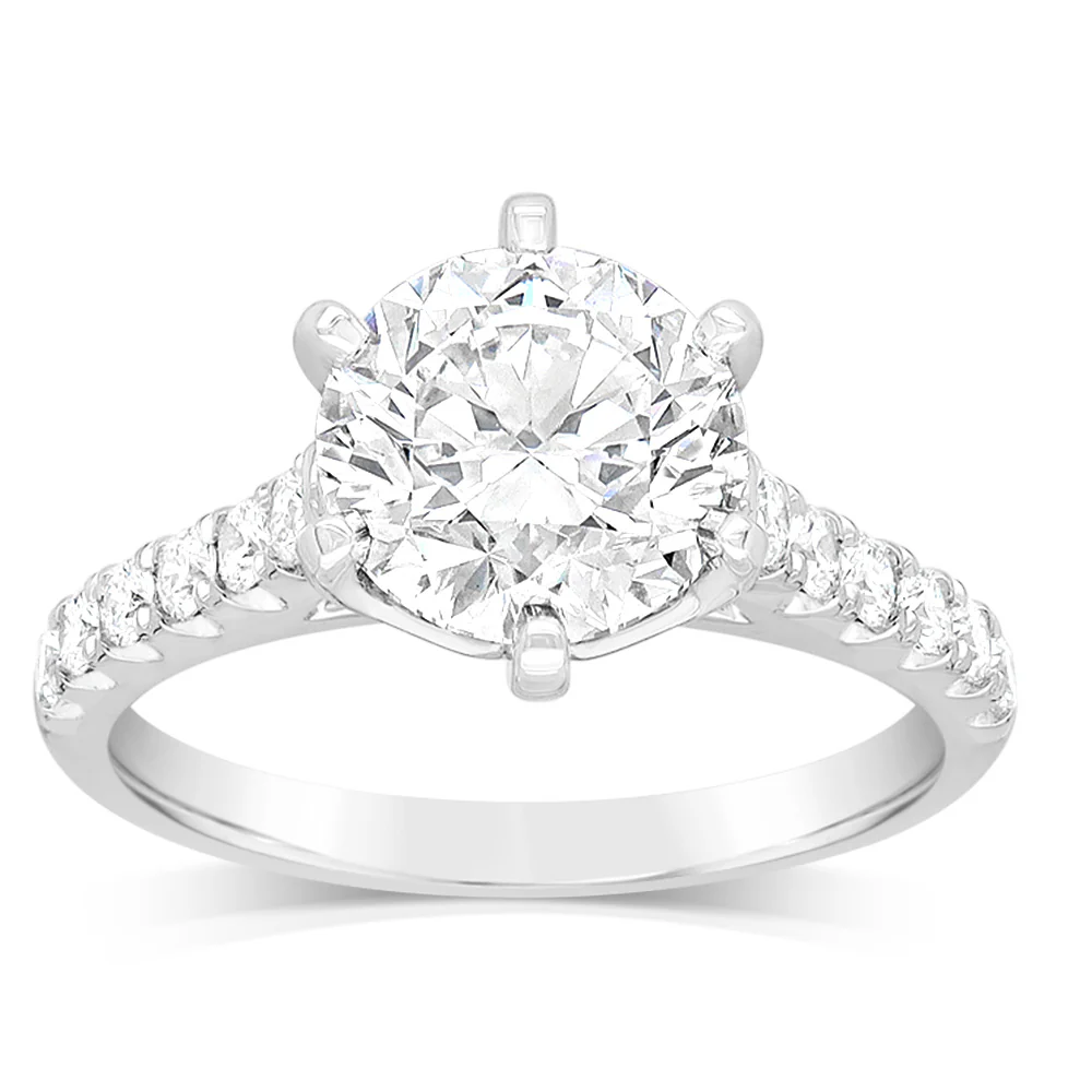 Luminesce Lab Grown 2.3 Carats Diamond Ring with 2 Carat Centre Diamond in 18ct White Gold