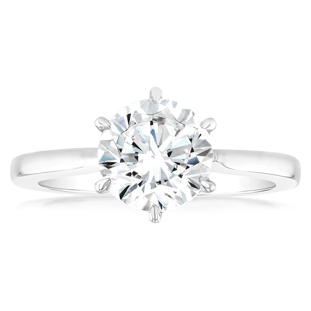 Luminesce Lab Grown 2 Carat Certified Diamond Solitaire Ring in 18ct White Gold