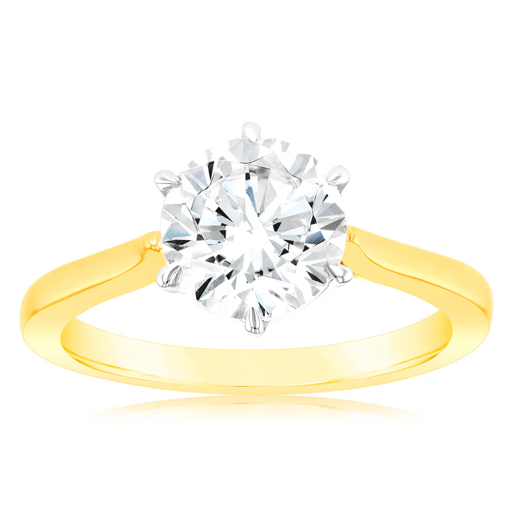Luminesce Lab Grown 2 Carat Certified Diamond Solitaire Ring in 18ct Yellow Gold - Image 3