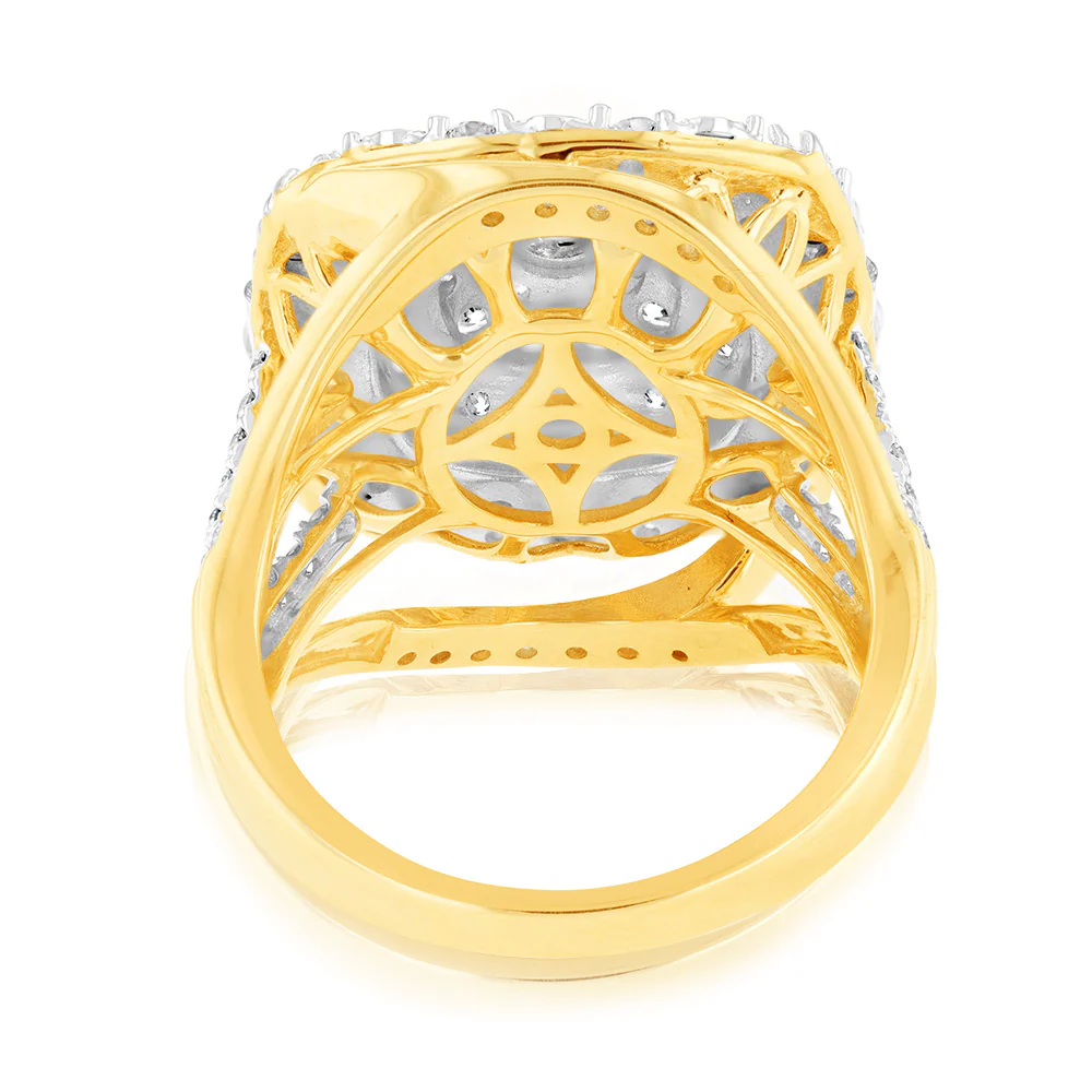 Luminesce Lab Grown 2 Carat Diamond Cluster Ring in 9ct Yellow Gold - Image 3