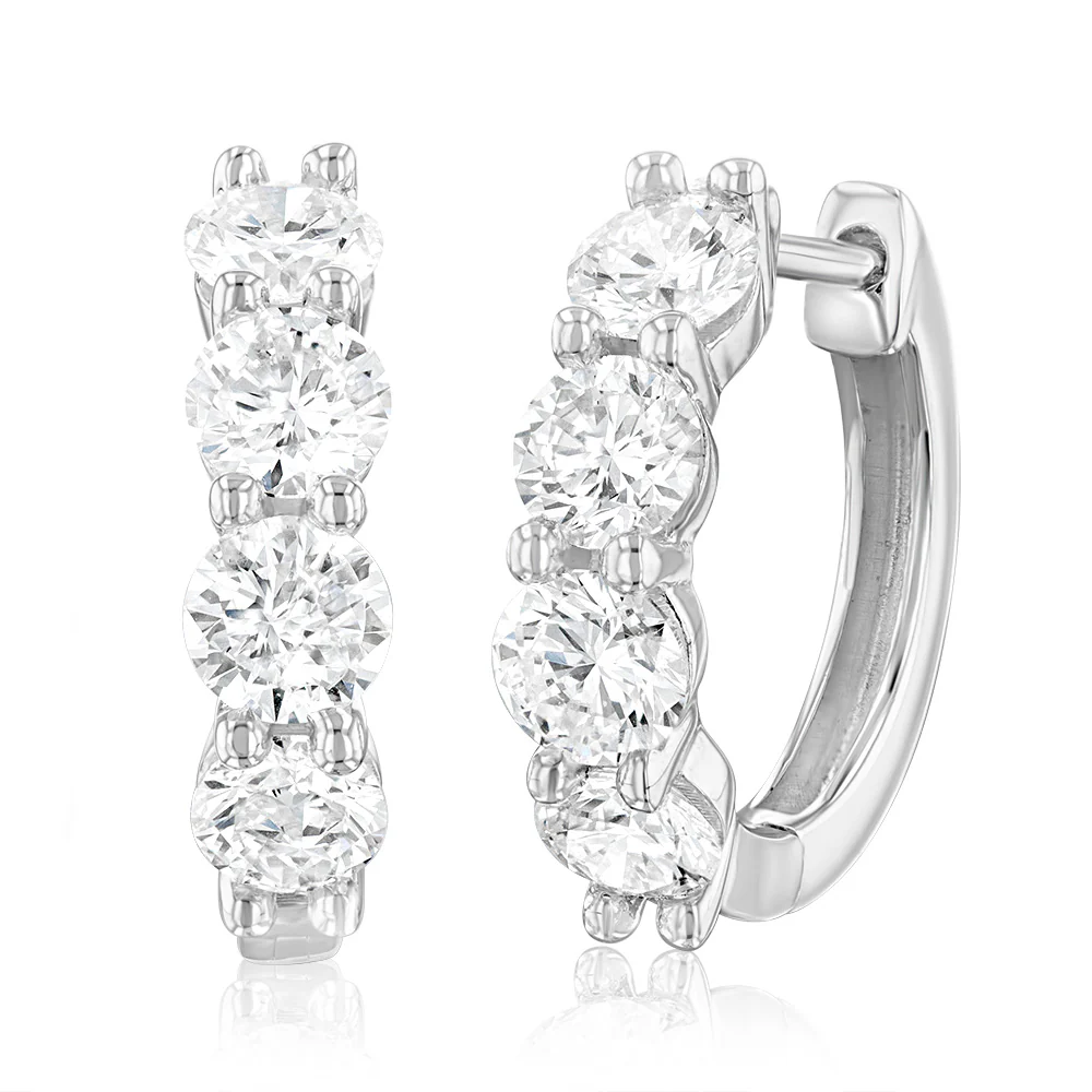 Luminesce Lab Grown 2 Carat Diamond Hoop Earrings Sterling Silver