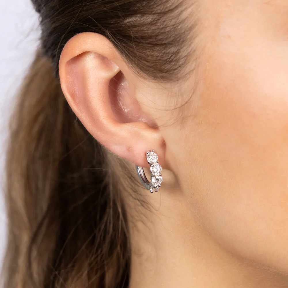 Luminesce Lab Grown 2 Carat Diamond Hoop Earrings Sterling Silver - Image 2